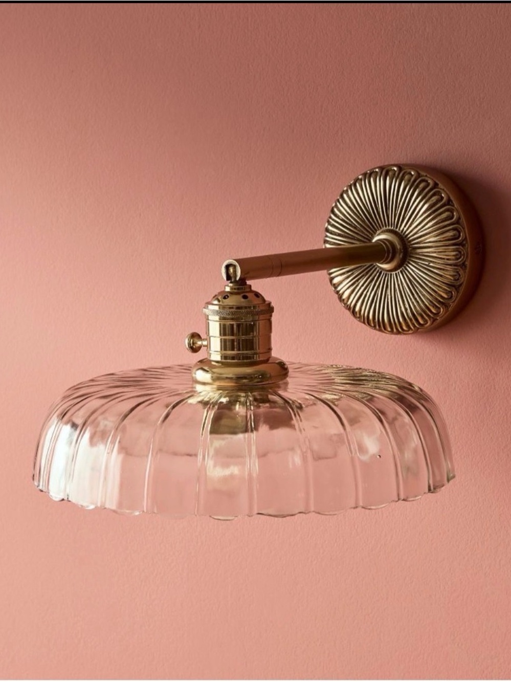Wall Sconce with Clear Fluted Glass Shade